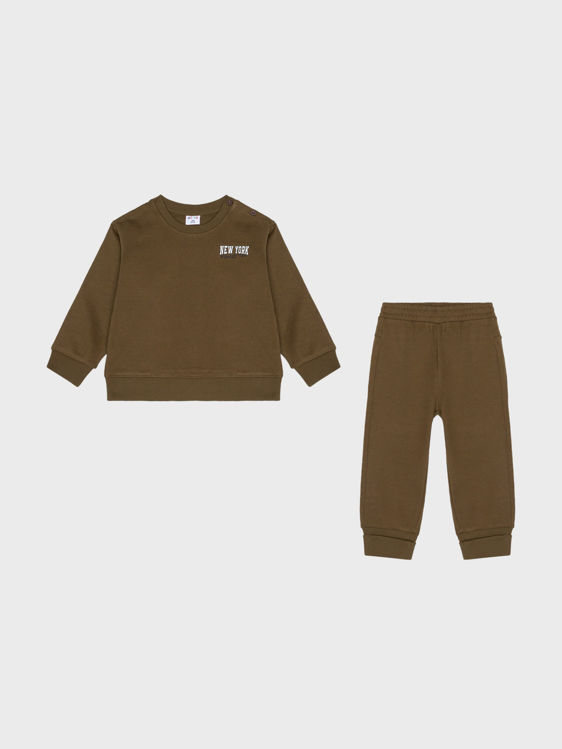 Picture of BD7980- BOYS ARMY GREEN /WHITE HIGH QUALITY  FLEECY 2 PCS